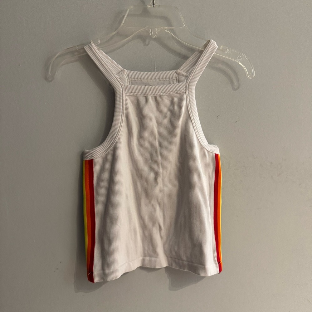 aqua white cropped tank NWT